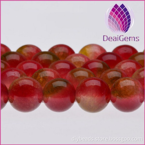 2015 whole sale market price 8mm watermelon chalcedony round beads gemstone loose beads for jewelry